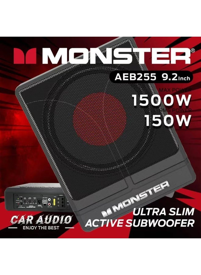 Monster Audio 9.2" Ultra Slim Active Subwoofer, Underseat Amplified Tune Up Subwoofer 1500w Max power - Image 1